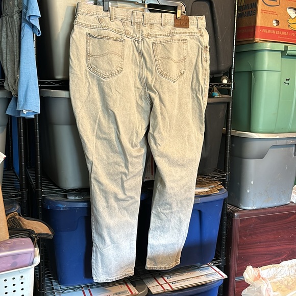 Lee Riveted Tan Denim Jeans 5 Pockets Relaxed Fit Plus 24W Medium Cotton - Picture 8 of 16